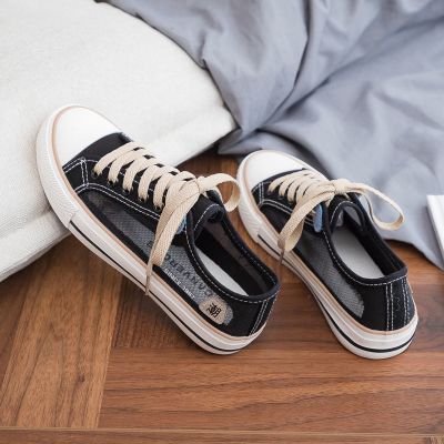 夏季薄款镂空帆布鞋女2021新款春季透气黑色布鞋学生百搭网鞋板鞋诺妮梦
