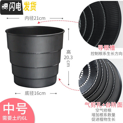 三维工匠美莳塑料控根花盆加厚树脂透气阳台种花绿萝月季君子兰大号专用盆 中号内径21cm黑盆 中等花盆容器