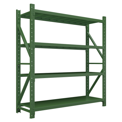 翌嘉 YJ-20035 货架仓储置物架钢制货物储物架每层平均承重200公斤军绿色主架1800*600*2000mm