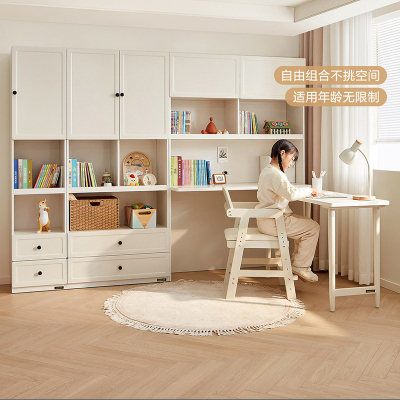 全友家居简约奶油风儿童书桌柜卧室青少年储物柜书桌学习桌