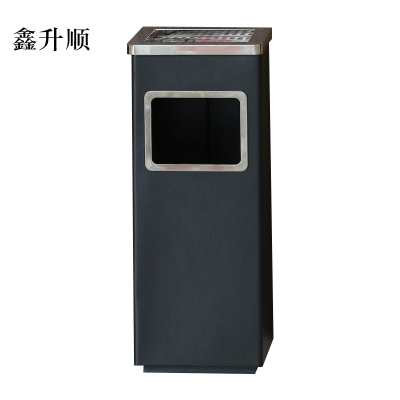 鑫升顺不锈钢垃圾桶烟蒂柱灭烟桶带烟灰缸室外电梯口立式 丽格正方形黑色