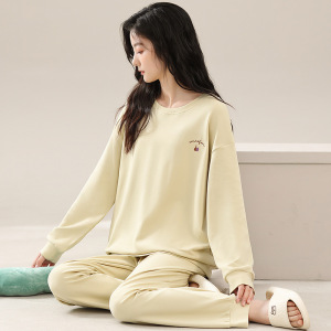 长袖睡衣女士秋冬季棉质可爱卡通休闲宽松加大码家居服套装可外穿