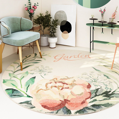 艾洛苏家纺苏宁好物推荐-卧室客厅羊羔绒圆形地毯加厚不起毛家用沙发茶几地垫卧室防滑床边毯电脑吊椅防滑地垫脚垫子