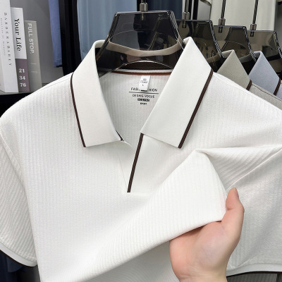 夏季新款男士纯色翻领休息简约轻商务青年透气舒适轻薄新疆棉