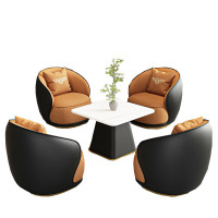 晋舰 洽谈沙发轻奢售楼处谈判沙发洽谈桌接待桌椅组合 方桌+4沙发