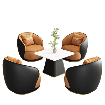 晋舰 洽谈沙发轻奢售楼处谈判沙发洽谈桌接待桌椅组合 方桌+4沙发