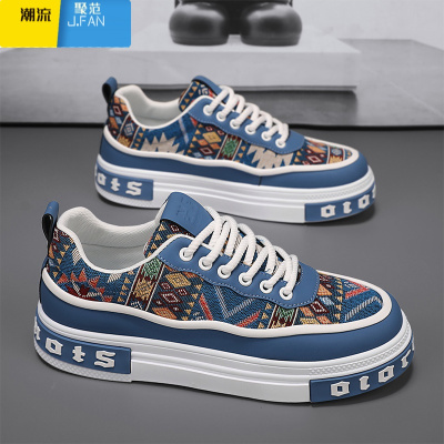 聚范莆田男鞋夏季透气印花小众帆布板鞋男款休闲运动增高厚底百搭潮鞋