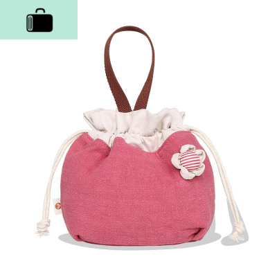 韩版抽绳迷你手提包女生帆布艺手拎小包包束口袋小布袋手机收纳袋NEW LAKE