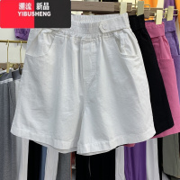 YIBUSHENG减龄紫色高腰阔腿裤短裤女2020薄款洗水牛仔棉五分裤宽松休闲裤