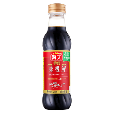 海天特级味极鲜酱油500ml瓶装炒菜凉拌点蘸厨房家用黄豆酿造生抽