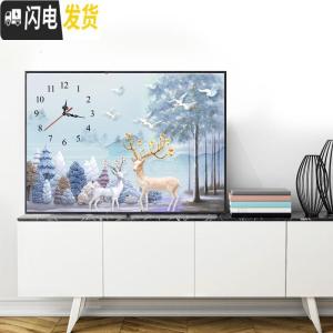 三维工匠十字绣2019新款印花刺绣挂钟表餐厅线绣麋鹿客厅简约小幅简 [十字绣]品质丝线60*40cm[中格3股]+工具包