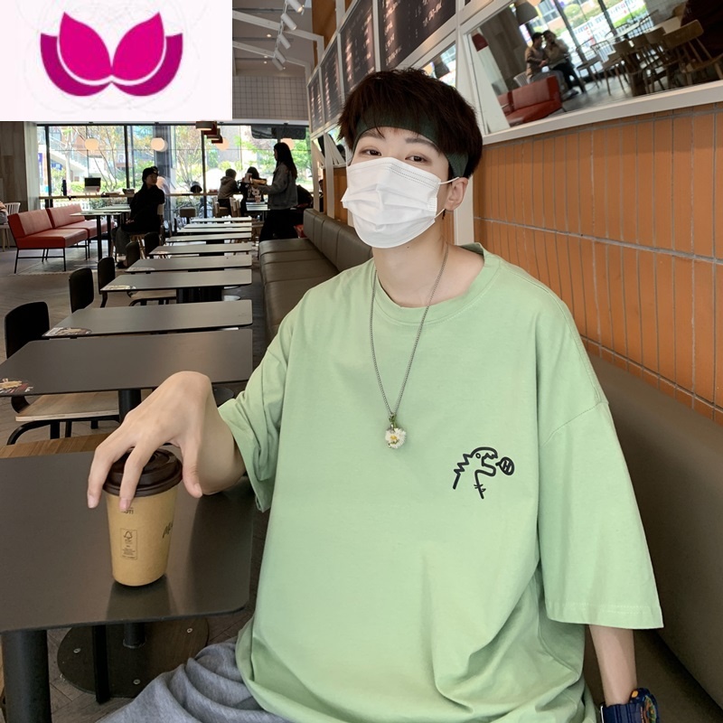 七斓小恐龙短袖t恤男夏季港风宽松美式衣服潮流潮牌高街300g半袖