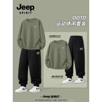 Jeep吉普男生酷帅穿搭套装大码运动装卫衣宽松百搭男士秋装一整套
