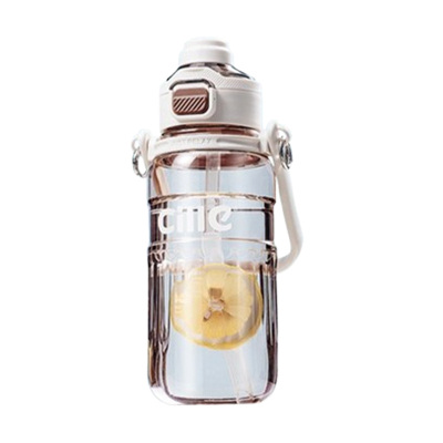 希乐塑料杯1L户外便携大容量双饮耐用国画棕XL-2475