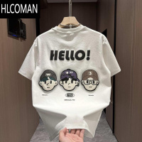 HLCOMAN2025潮流时尚百搭休闲男士潮牌半袖发泡宽松韩版圆领印花短袖T恤