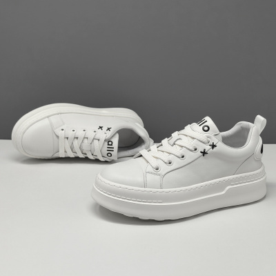 男生真皮厚底增高鞋百搭真皮板鞋男款潮鞋欧洲站男鞋透气休闲鞋男