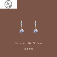 JiMi「浪漫香榭」温柔紫色珍珠耳钉女无耳洞蚊香盘耳夹轻奢气质耳环