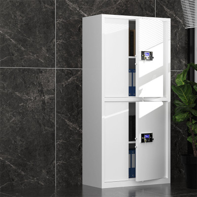 保密柜文件柜双保险铁皮柜办公资料柜电子密码锁档案柜钢制防盗密码柜 灰白分体双节带暗斗带斗