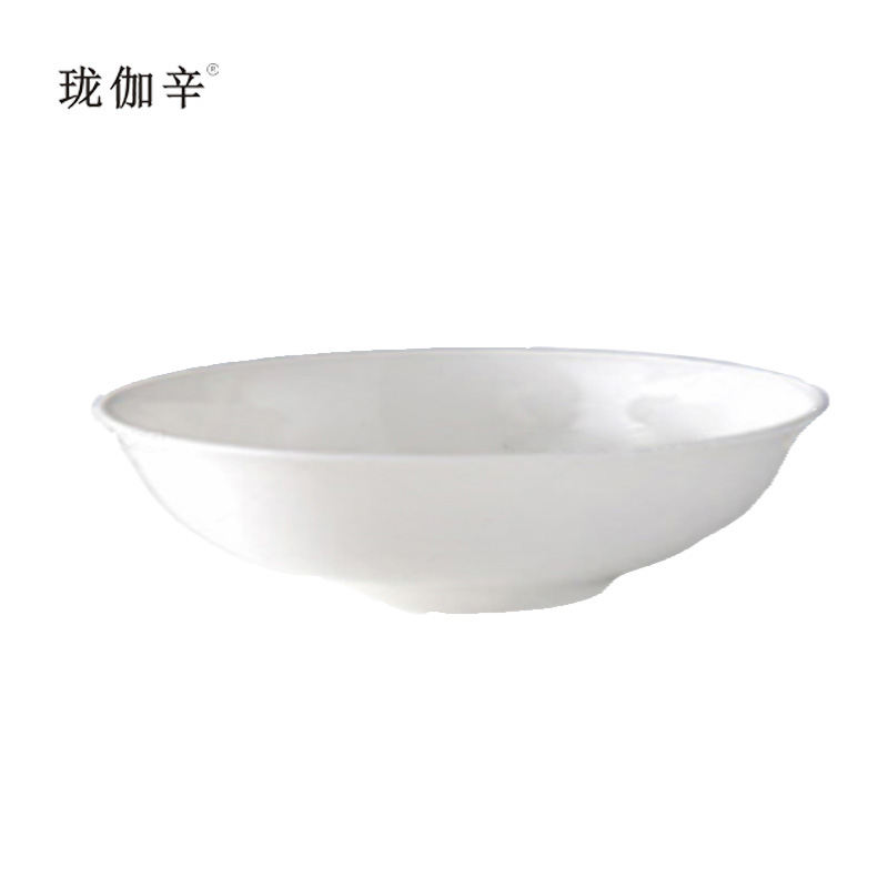 珑伽辛 纯白骨瓷面碗反口碗 9英寸/个