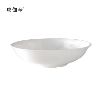 珑伽辛 纯白骨瓷面碗反口碗 9英寸/个