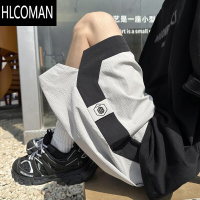HLCOMAN灰色速干篮球短裤男款夏季潮牌运动五分裤美式青少年宽松透气中裤