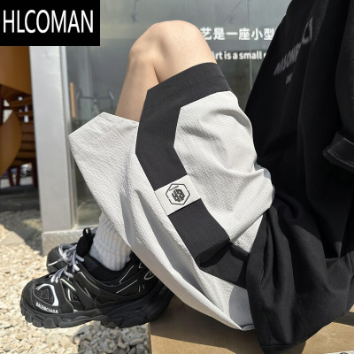 HLCOMAN灰色速干篮球短裤男款夏季潮牌运动五分裤美式青少年宽松透气中裤