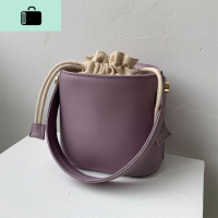 ins仙女范手提手挽包百搭单肩女包韩版抽带子母包气质斜跨水桶包NEW LAKE女斜挎包