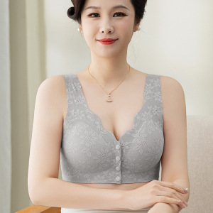 妈妈内衣前扣文胸无痕聚拢老年人背心中年妇女无钢圈背心式胸罩女