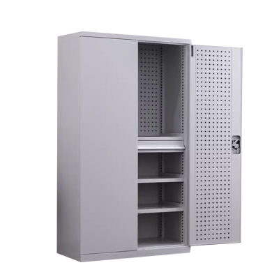 正斌重型工具柜车间用加厚物件工具储物柜工厂铁皮柜汽修厂零件收纳柜白色四层一抽带挂板