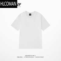 HLCOMANins短袖男女T恤oversize宽松白T恤男纯色潮简约厚实打底衫潮