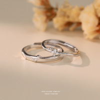 s999纯银森系枝叶情侣戒指简约小花朵开口可调节情侣对戒足银手饰送女朋友老婆情人节七夕生日礼物