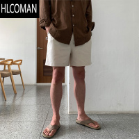 HLCOMANSSUNAM亚麻短裤男夏季休闲裤韩版宽松潮流棉麻四分裤纯色沙滩