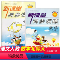 语文+数学北师 [正版]小学课堂同步训练二年级下册语文人教数学北师大两本课堂同步辅导练习册人教版专项训练基础知识达标小学