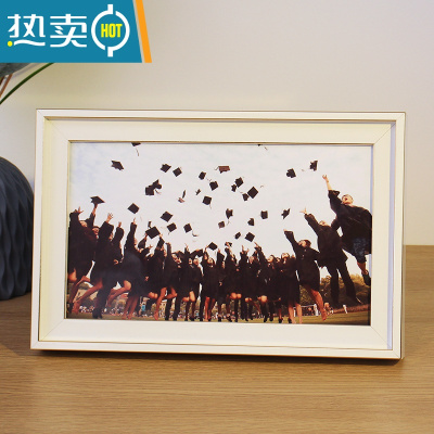 敬平长方形集体毕业照合影合照相框8 12寸照片大尺寸定制挂墙摆台框架 002珊瑚白 8寸[15.2*20.3厘米]摆台