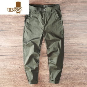 YANXU新款青年男士休闲裤子小直筒商务通勤裤简约纯色工装长裤