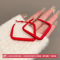 百搭红色大耳圈耳环女2023年新款小众设计高级感气质银针夸张耳饰送女朋友老婆情人节七夕生日礼物