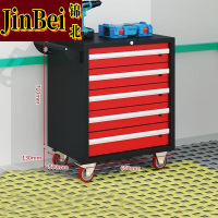 锦北汽修工具车移动工具柜多功能工具箱 旗舰[黑红]五抽工具车