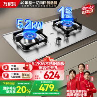 万家乐双高火燃气灶 5.2kW天然气灶不锈钢猛火灶高热效率全进风快速点火燃气灶家用台嵌两用双灶JZT-AY8G天然气