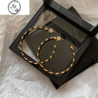 JiMi欧美黑金撞色金属大圆圈耳环女小众设计感高级耳钉个性耳圈耳饰潮