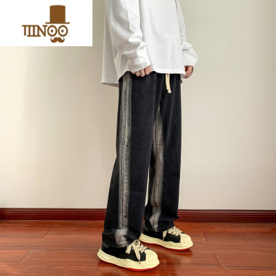 YANXU水洗复古牛仔裤男生夏季oversize潮牌美式直筒裤宽松高街vibe裤子