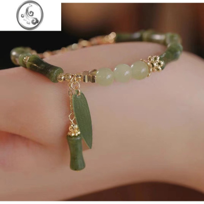 JiMi新中式复古绿色竹节手链女小众设计时尚百搭串珠竹节手环小清新