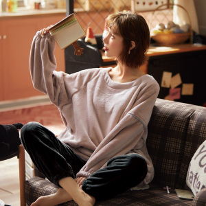 啄木鸟睡衣女2025年新款冬季珊瑚绒加厚加绒法兰绒家居服套装