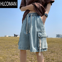 HLCOMAN胖胖哥大口袋牛仔短裤男士夏款港风潮流宽松五分裤胖子大码中裤子