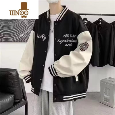YANXU棒球服外套男款潮牌美式高街痞帅青少年宽松休闲加绒夹克