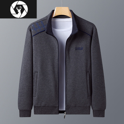 HongZun秋冬中老年卫衣男士立领开衫外衣中年运动服休闲套装爸爸外套春秋其他套装