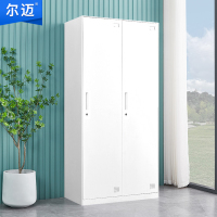尔迈 宿舍更衣柜公寓柜储物柜带锁存包柜鞋柜职员更衣柜存放柜 纯白色二门更衣柜