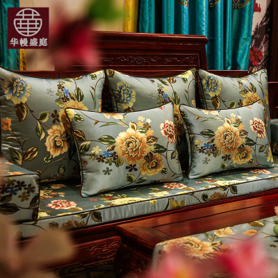 新中式花鸟红木实木家具沙发垫坐垫靠垫圈椅罗汉床垫海绵加厚定做