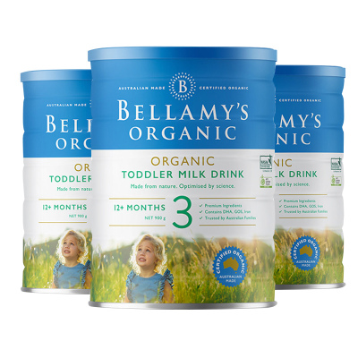 Bellamy's贝拉米婴幼儿有机奶粉3段900g效期：2022.05-3罐-