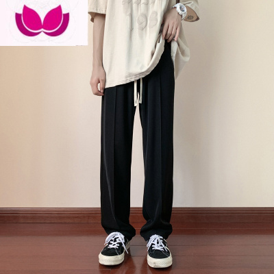 七斓裤子男春季高街痞帅垂感休闲长裤美式潮牌宽松百搭直筒阔腿西装裤