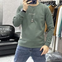 简约时尚字母圆领套头卫衣男士上衣修身长袖体恤打底衫春秋冬加绒